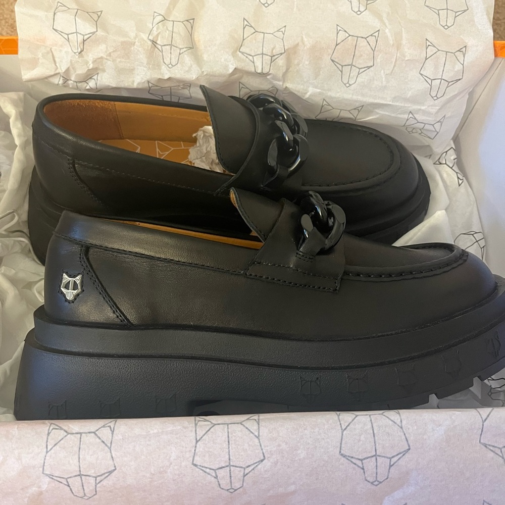 BRAND NEW NEVER WORN Naked Wolfe Amalfi Leather Men's Loafers Black Platform